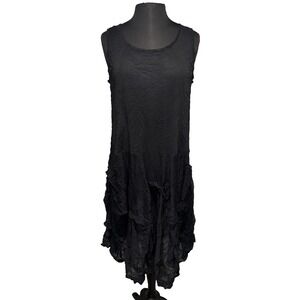 NEW By JJ Black Crinkle Sheer Mesh Layered Dress Size M Lagenlook Artsy Boho